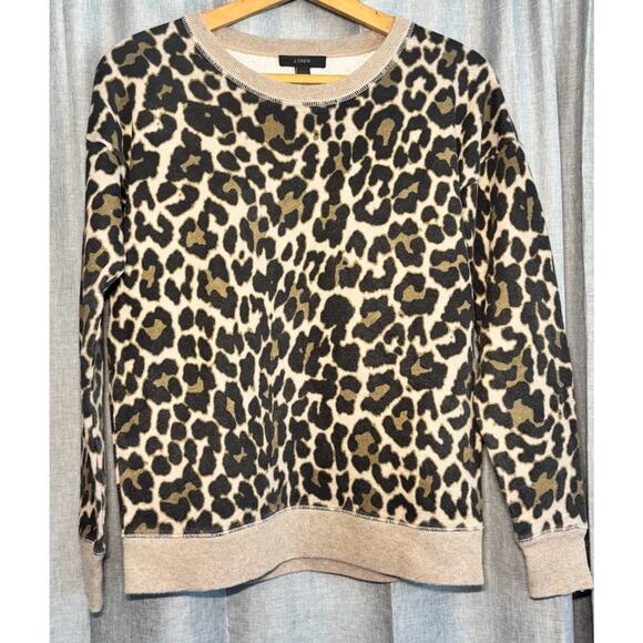 J. CREW Leopard Crewneck Sweatshirt Womens Animal Print Size XSmall - Picture 7 of 13